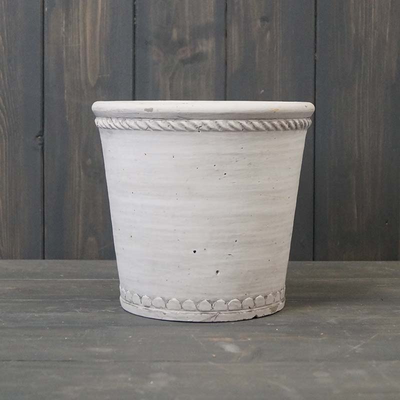 White Tapered Cement Pot (D17cm) detail page
